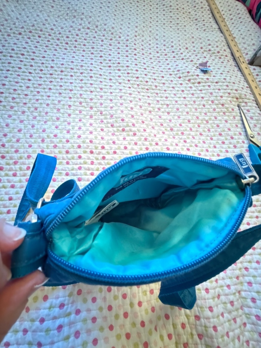 lug Quilted Crossbody Bag in Teal Blue-Great Condition - Picture 6 of 12